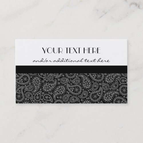 Black and White Paisley Business Card Template