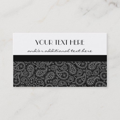 Customizable Black and White Paisley Business Card Template