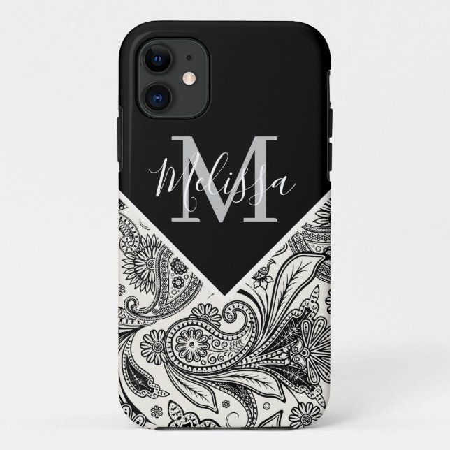 Black and white paisley    Case-Mate iPhone case (Back)