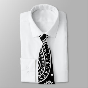 Black and white paisley design neck tie