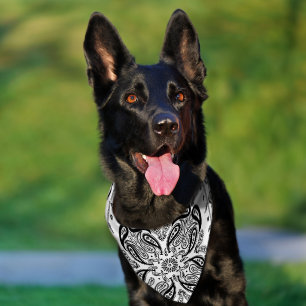 Black and White Paisley Dog Pet Bandana Collar