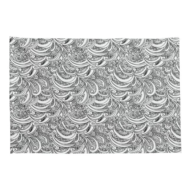 black and white paisley inked art pillows pillow case (Back-Right)