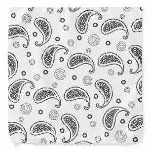 Black and White Paisley Pattern Bandana