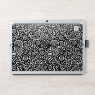 Black and white paisley pattern HP laptop skin