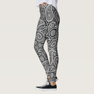 Paramecia Paisley Biology Science Protozoa Black Leggings