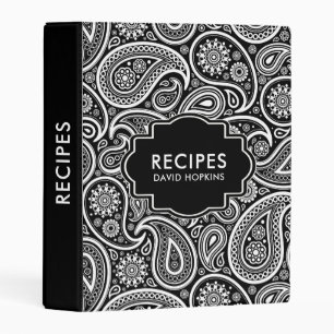 Black And White Paisley Pattern Mini Binder