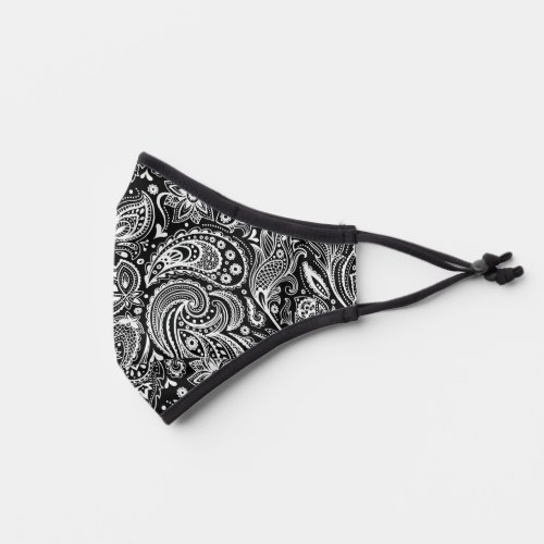 Black and white paisley pattern premium face mask