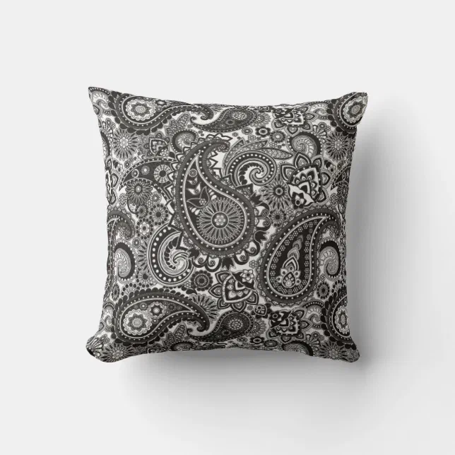 Black and White Paisley Pillow Zazzle