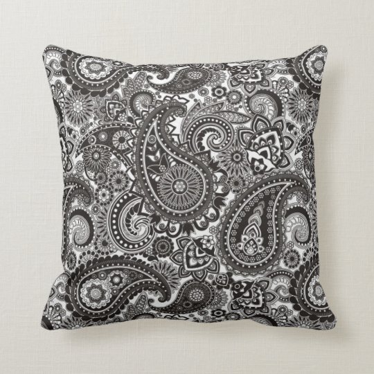 Black and White Paisley Pillow