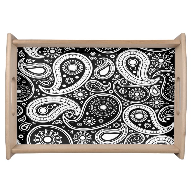 Black and White Paisley Serving Tray (Front)