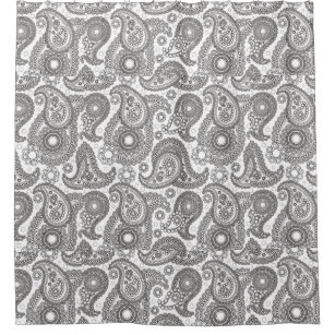 Black White Paisley Shower Curtains Zazzle Black And White Paisley Shower Curtain
