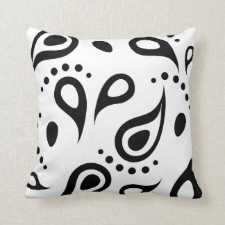 Black and White Paisley Throw Pillow