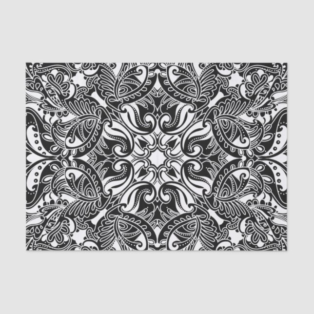 Black and White Paisley Tissue Paper (Front)