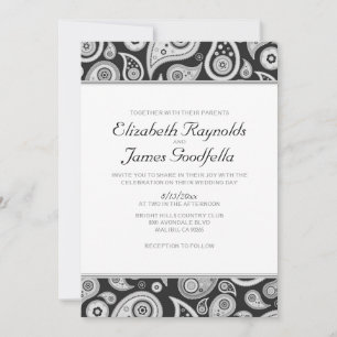 Black And White Paisley Wedding Invitations
