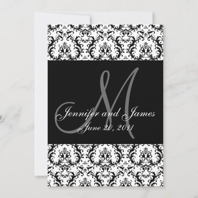 Black and White Paisley Wedding Save The Date (Front)