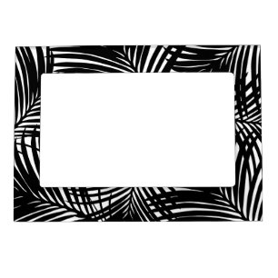 Black and White Palm Leaf Pattern Vacation Photo Magnetic Frame