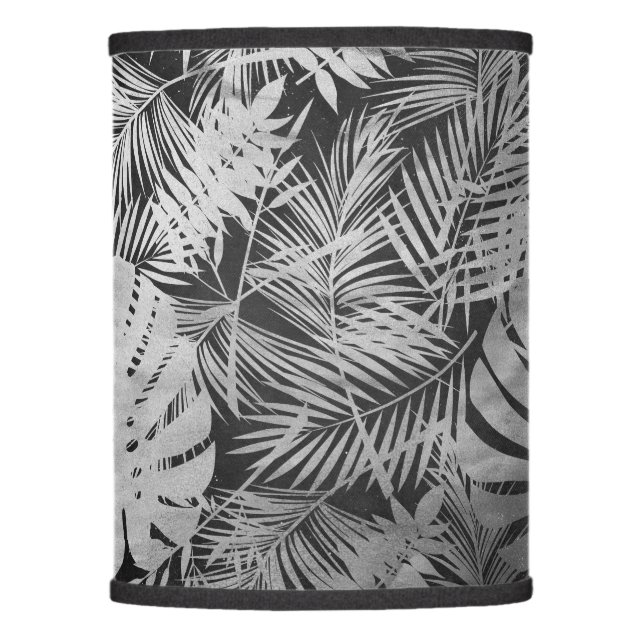 Black and white palm leaves lamp shade (Front)