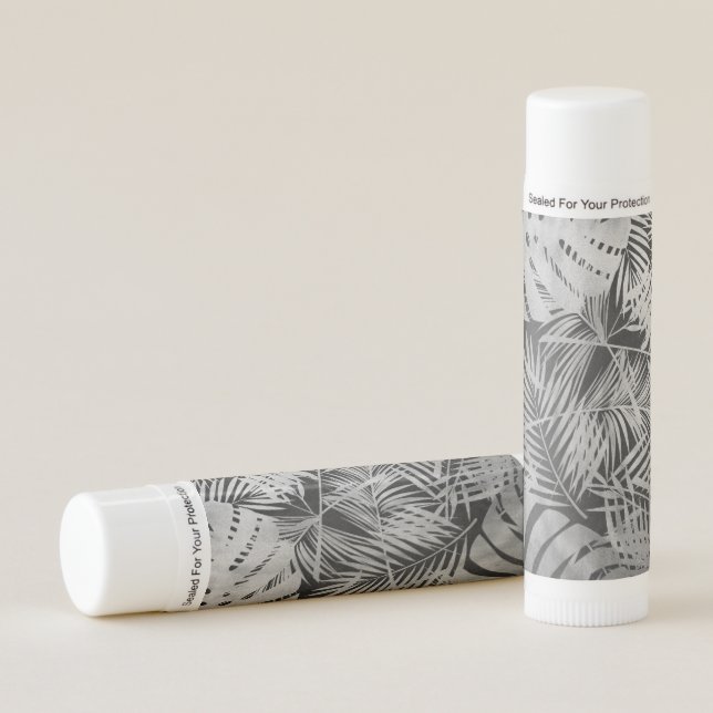 Black and white palm leaves lip balm (Front)