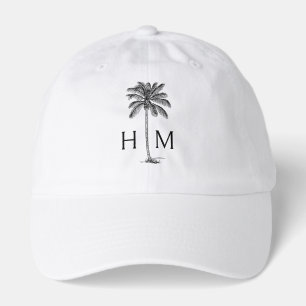 Black and White Palm Palmetto Tree Monogram Hat