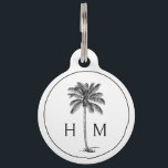 Black and White Palm Palmetto Tree Monogram Pet ID Tag<br><div class="desc">This modern coastal inspired dog tag features a black palm palmetto tree on white with a monogram that you can personalize with your choice of initials on the front and contact information on the back.</div>