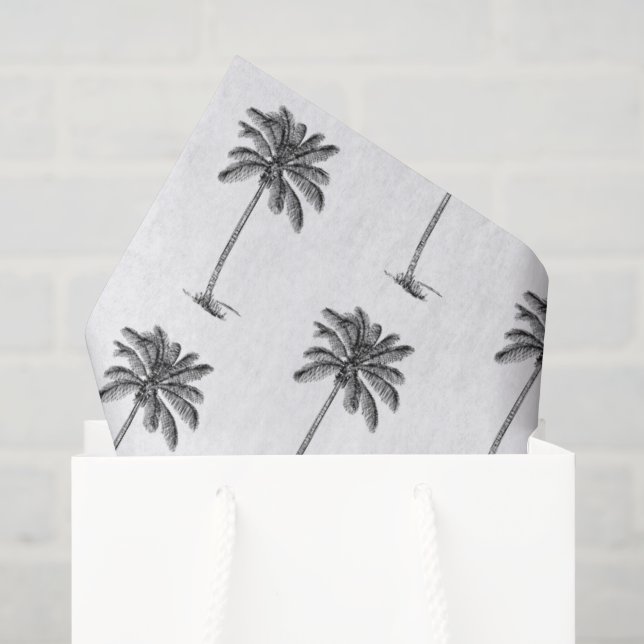 Black and White Palm Palmetto Tree Tissue Paper (Gift Bag)