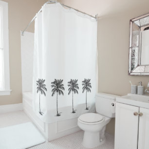 Black and White Palm Palmetto Trees Shower Curtain