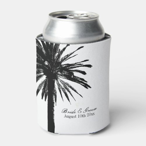 Black and white palm tree beach wedding can cooler