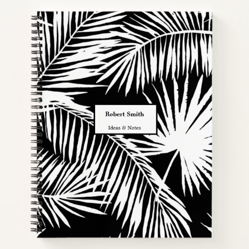 Black and White Palm Tree Design Notebook