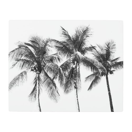 Black and white palm tree photo metal print