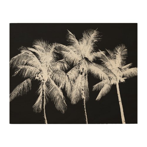 Black and white palm tree tropical wood wall art