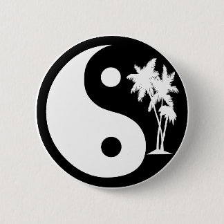 Black and White Palm Tree Yin Yang Button