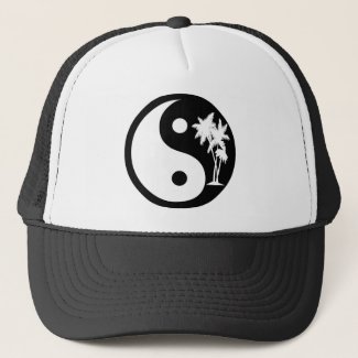 Black and White Palm Tree Yin Yang Hat