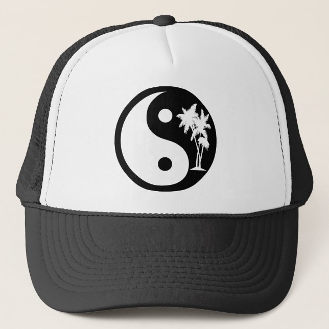 Black and White Palm Tree Yin Yang Hat (Front)