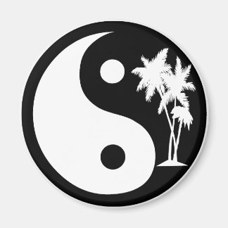 Black and White Palm Tree Yin Yang Magnet