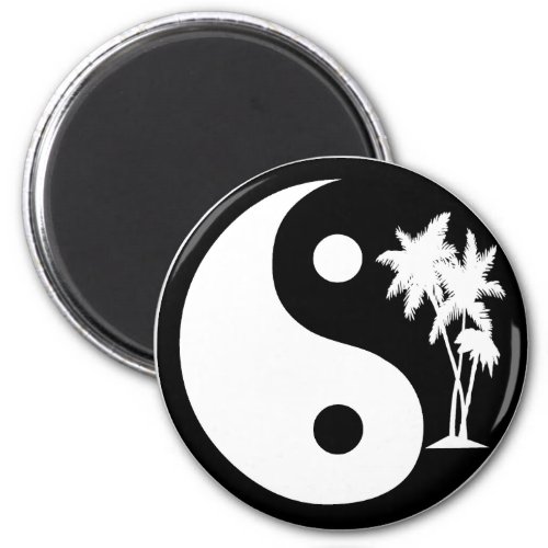 Black and White Palm Tree Yin Yang Magnet