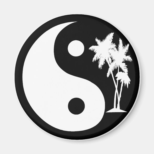 Black and White Palm Tree Yin Yang Magnet (Front)