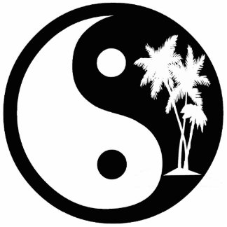 Black and White Palm Tree Yin Yang Symbol Cutout