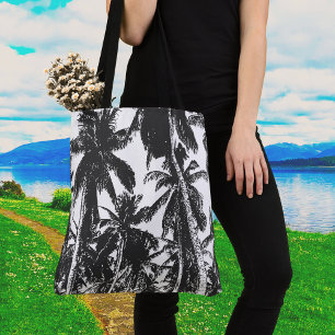 Black and White Palm Trees Design Tote Bag