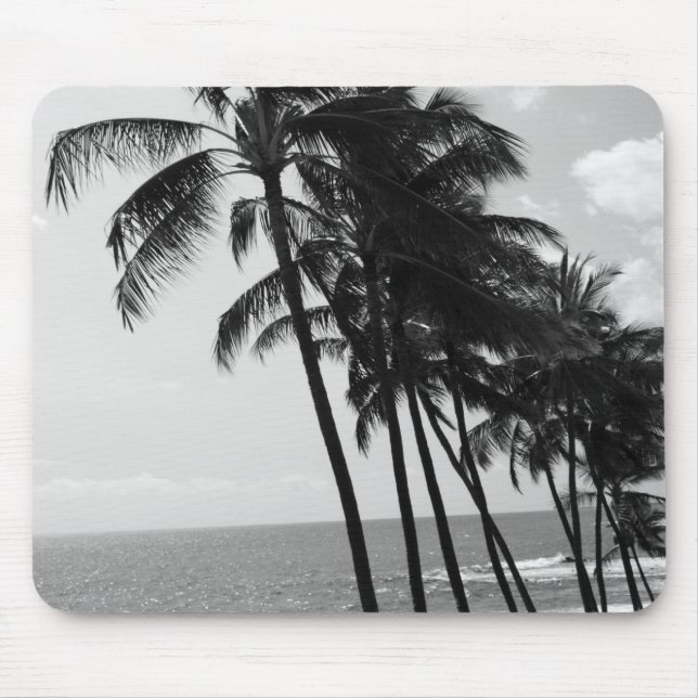 Black and White Palm Trees Mouse Pad (Front)