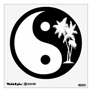 Black and White Palm Trees Yin Yang Symbol Wall Decal