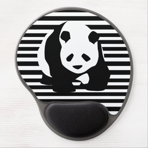 Black and White Panda and Stripes Gel Mouse Pad