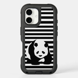 Black and White Panda and Stripes iPhone 16 Case