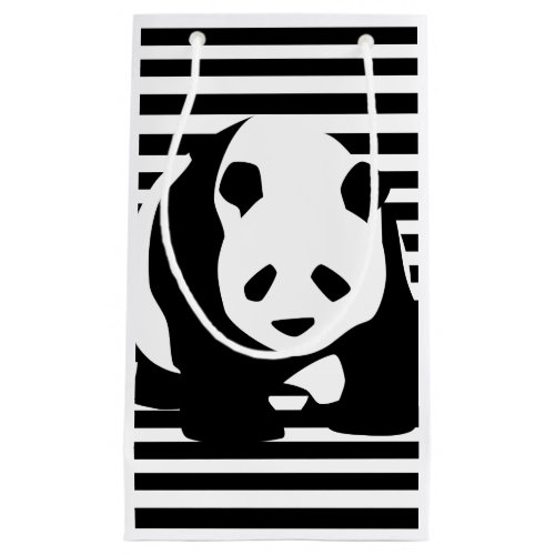 Black and White Panda and Stripes Small Gift Bag
