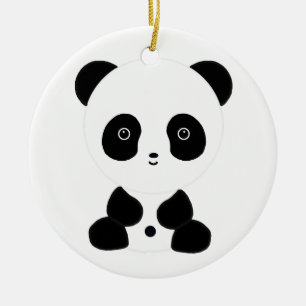 Black and White Panda Bear Ceramic Ornament