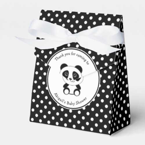 Black and white panda bear polka dot baby shower favor boxes