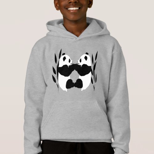 Black and White Panda Bears Animal Kids Hoodie