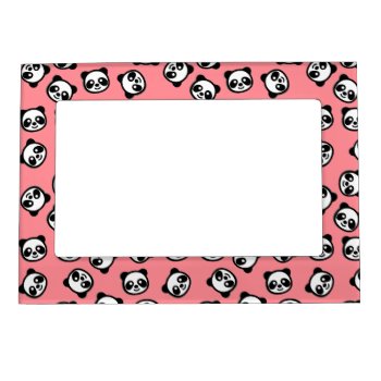 Black And White Panda Cartoon Pattern Magnetic Photo Frame by Tissling at Zazzle