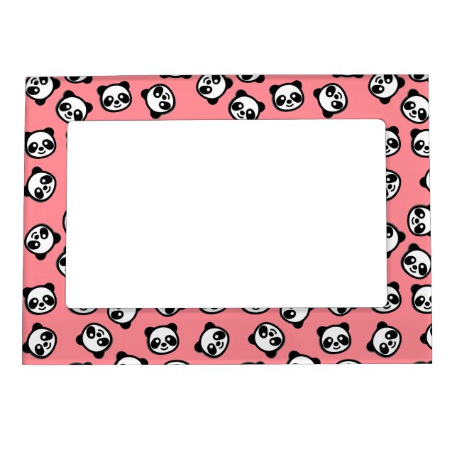 Black and White Panda Cartoon Pattern Magnetic Photo Frame (Front)
