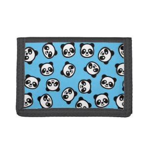 Black and White Panda Cartoon Pattern Trifold Wallet