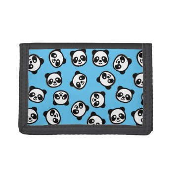 Black And White Panda Cartoon Pattern Trifold Wallet by Tissling at Zazzle